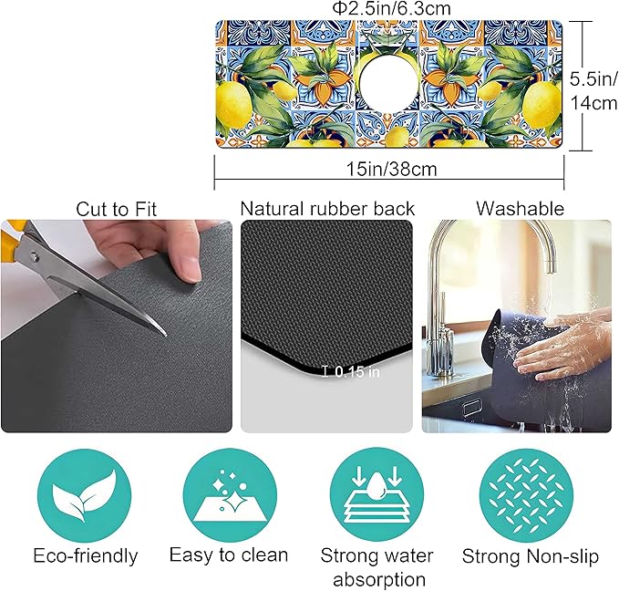 Kitchen Sink Splash Guard Faucet Mat Super Absorbent Fast Drying Mat Sink - Image 4