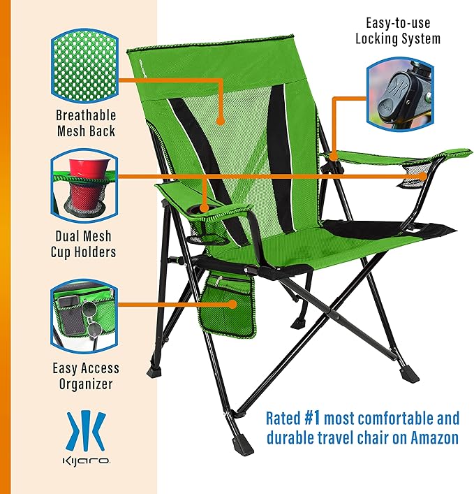 Kijaro XXL Dual Lock Portable Camping Chair - Supports Up to 400lbs - Enjoy The Outdoors in a Versatile Folding Sports & Outdoor Chair - Image 5