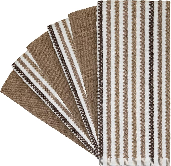 Premium Kitchen Towels | Large Cotton Kitchen Hand Towels | Popcorn Striped - Image 2