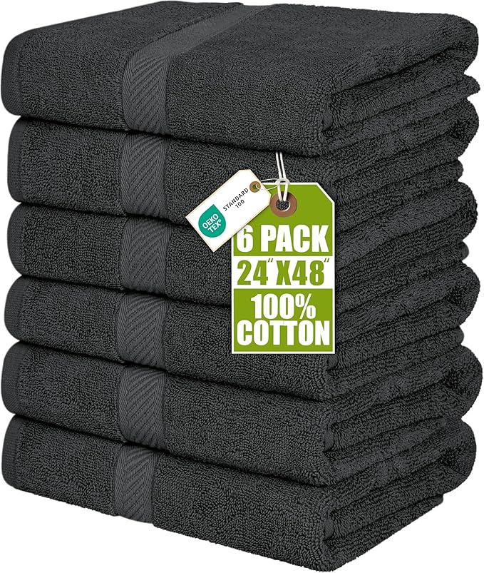 Utopia Towels 6 Pack Medium Bath Towel Set, 24 by 48 Inches, 500 GSM 100% Ring by UTOPIATOWELS
