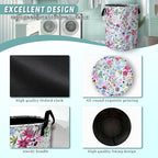 Watercolor Flower Floral Laundry Basket Foldable - Image 4