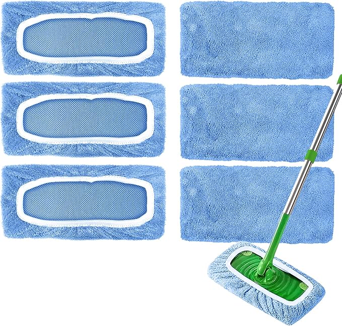 6 Pack Reusable Microfiber Mop Pads Compatible by GreatHomeCleaningHelper