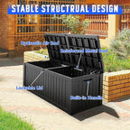 Outdoor Storage Box, Resin Deck Boxes Indoor and outdoor, Waterproof Storage Box Lockable Lid (Black,200 Gallon) - Image 3