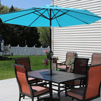 Sunnydaze Outdoor Patio Umbrella - Polyester Table Market Umbrella with Push-Button Tilt and Crank - 8 Sturdy Ribs - Turquoise - 9ft - Image 7