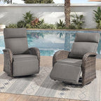 Zero Gravity Patio Swivel Rocking Recliner Chairs Set of 2 - Wicker Outdoor Lounge Chair with Adjustable Backrest & Footrest, All Weather Reclining Rocker Chairs with Thick Cushion for Pool Deck Grey by JelwalyPatioFurnitureSet