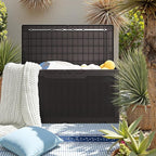JUMMICO 100 Gallon Resin Deck Box with Cushion, Waterproof Outdoor Storage Box with Lockable Lid for Garden Tools, Patio Cushions (Brown) - Image 6