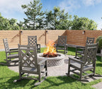 GarveeLife Outdoor Rocking Chair Set of 6, HDPE Weather Resistant Patio Rocking Chair Porch Rocker with Wood Texture & 380 LBS Support for Deck, Pool, Backyard, Gray by GarveeLife
