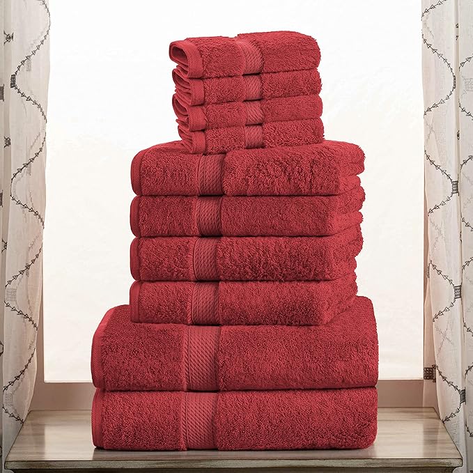 Superior Egyptian Cotton Solid Towel Set, Washcloths 13” x 13”, Hand Towels 20” - Image 2