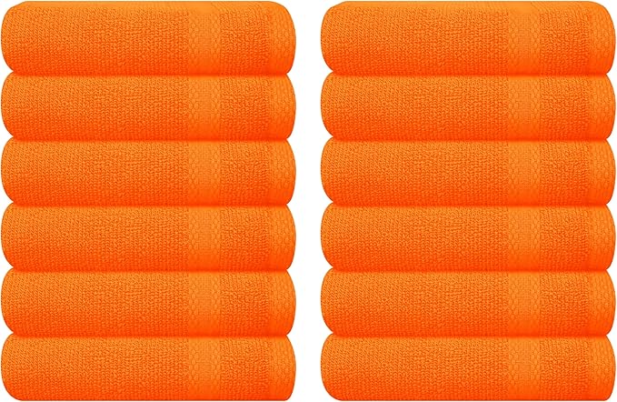 GLAMBURG Ultra Soft 12-Piece Washcloths Set 13x13-100% Ringspun Cotton by GLAMBURG