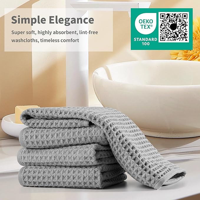 Microfiber Waffle Face Towels, 4 Pieces, Fast Drying, Lint Free 430 GSM - Image 6