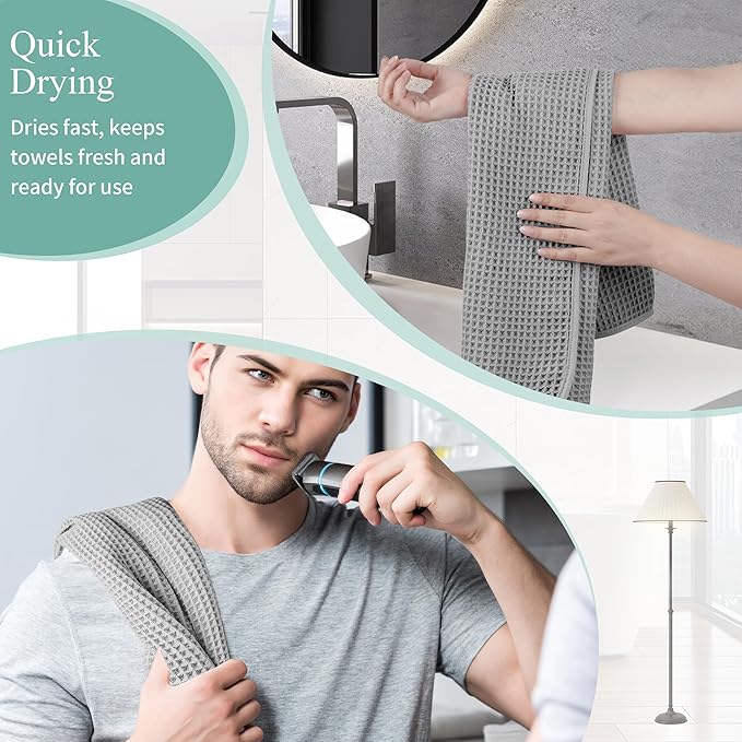 Microfiber Waffle Hand Towels, 4 Pieces, Fast Drying, Lint Free 430 GSM - Image 5