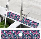 Modern Blue and Pink Floral Sink Faucet Absorbing Mat Sink Splash Guard Faucet - Image 4