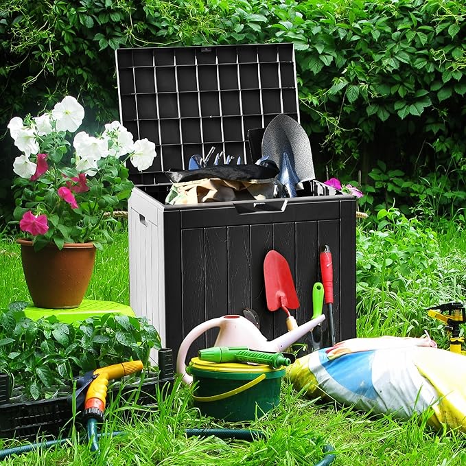 YITAHOME 30 Gallon Deck Box Outdoor Storage Box, Waterproof Resin Package Delivery and Storage Box with Lockable Lid for Patio Furniture Cushions, Pool Accessories, Garden Tools, Black - Image 9