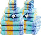 SEMAXE 18-Pack Bath Towel Set Include 6 Bath Towels, 6 Hand Towels, 6 Wash by SEMAXE