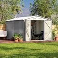 Patiowell 12 x 8 FT Outdoor Storage Shed, Steel Shed Storage House with Design of Lockable Doors, Utility and Tool Storage for Garden, Patio, Backyard, Outside use, Gray by Patiowell