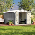 Patiowell 12 x 8 FT Outdoor Storage Shed, Steel Shed Storage House with Design of Lockable Doors, Utility and Tool Storage for Garden, Patio, Backyard, Outside use, Gray by Patiowell