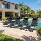 Homall Zero Gravity Chair Patio Folding Lawn Outdoor Lounge Gravity Camp Reclining Lounge Chair with Cup Holder Pillows for Poolside Backyard and Beach Set of 4 (Black) - Image 2