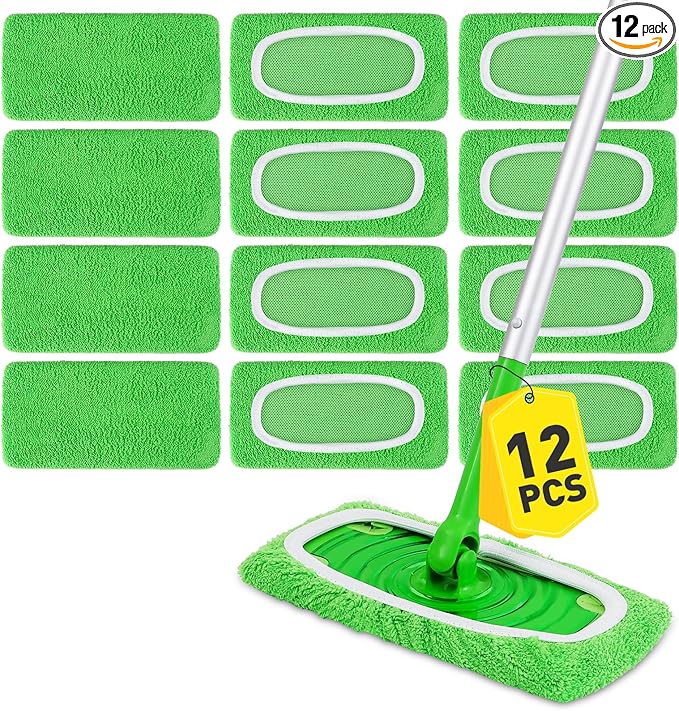 12Pcs Reusable Microfiber Mop Pads Compatible by NEOACT