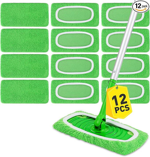 12Pcs Reusable Microfiber Mop Pads Compatible by NEOACT