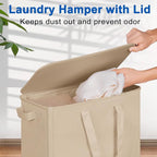 Slim Laundry Hamper with Lid and Wheels, Small Rolling Laundry Basket with - Image 3
