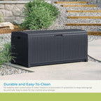 Suncast Outdoor Storage Box - 73 Gallon Cyberspace Resin Wicker Deck Box with Lockable Lid, Outdoor Storage Bin for Patio Cushions, Shoes, Pool & Garden Gear, Made in USA - Image 4