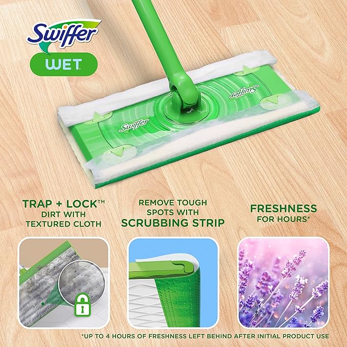 Swiffer Sweep + Mop, Wet Pads Refill, Floor Cleaner - Image 2