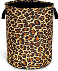 Brown Leopard Laundry Basket Foldable Oxford Cloth Funny Tote Bag Laundry by NUTAINLA