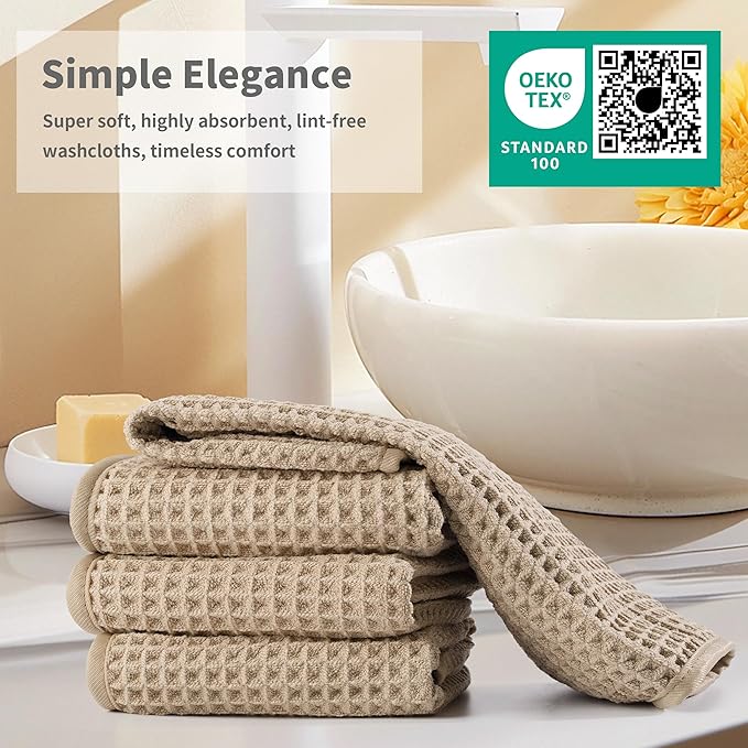 Microfiber Waffle Face Towels, 2 Pieces, Fast Drying, Lint Free 430 GSM - Image 6