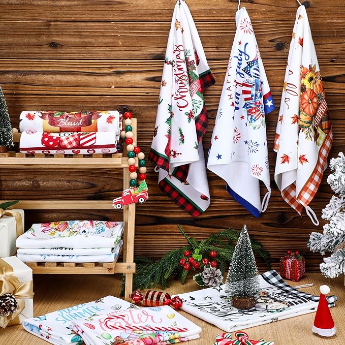 12 Pcs Seasonal Kitchen Towels Set - Image 5