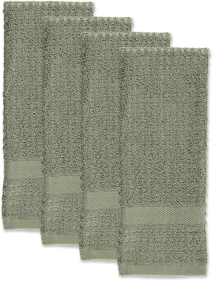 DII Basic Terry Collection Waffle Dishtowel Set, Solid Artichoke, 4 Piece - Image 2