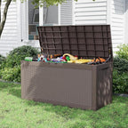 Outdoor Storage Box, Resin Deck Boxes Indoor and outdoor, Waterproof Storage Box Lockable Lid (Grey, 101 Gallon) - Image 8