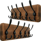 WEBI Rustic Coat Rack Wall Mounted, Wood Coat Hanger Wall, 5 Coat Hooks by WEBI