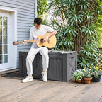 Greesum 120 Gallon Deck Box, Resin Outdoor Storage Container for Patio Furniture, Garden Tools, Pool Accessories, Weatherproof, Lockable, Gray - Image 3
