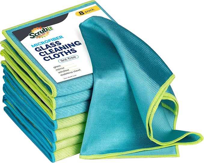 SCRUBIT Microfiber Cloths for Glass – Lint Free Window Cleaning Cloth for by SCRUBIT