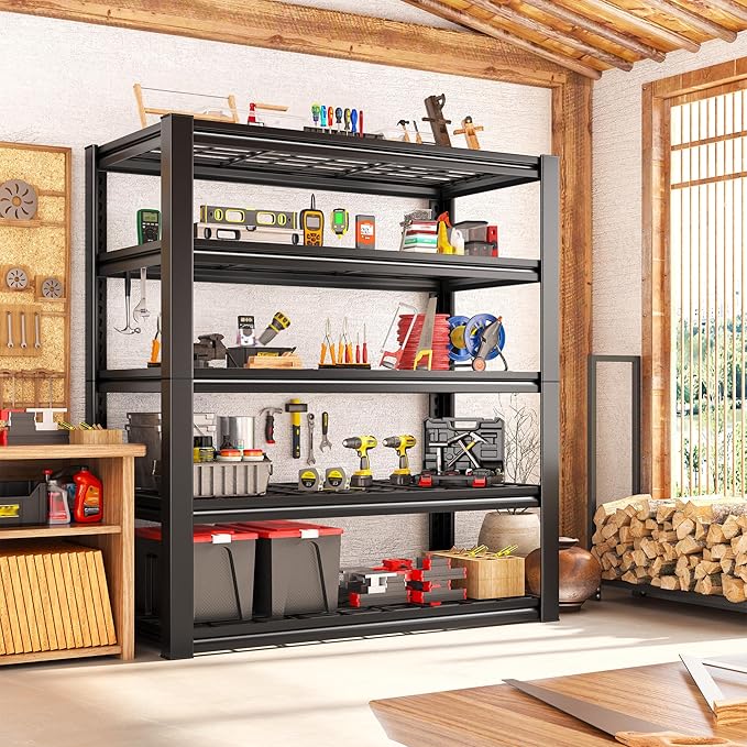 REIBII Garage Shelving 3200LBS, 5-Tier Storage Shelves, Adjustable Industrial Metal Shelving Unit for Garage, Basement, Pantry, Warehouse,Commercial, 36" W x 16" D x 72" H, 2 Pack - Image 9