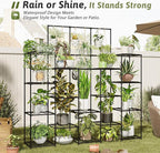 Metal Plant Stand Outdoor 63" Tall Plant Shelf for Plants 14-Tier Large Plant Sheves for Indoor Plants Living Room Heavy Duty Rack Garden Balcony Patio Hanging Planter - Image 3