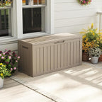 EasyUp 85 Gallon Outdoor Storage Box, Resin Waterproof UV-Resistant Deck Box, Reinforced Stability for Patio, Garden, and Poolside, Striped Gray - Image 7