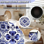 Blue and White Mexican Tile Laundry Basket Oxford Cloth Foldable Boho Laundry - Image 6