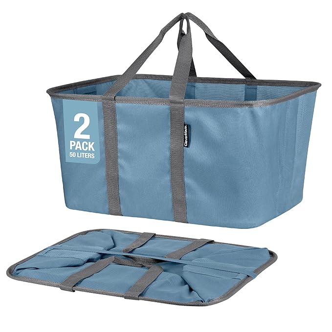 CleverMade Collapsible Laundry Tote 2-Pack – Foldable Carry-All Storage Bin by CleverMade