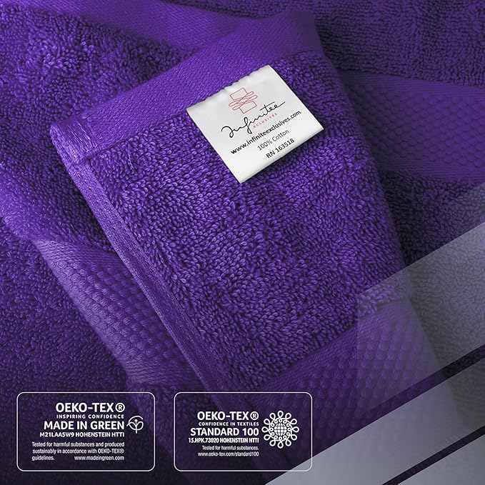 Infinitee Xclusives Luxury 100% Cotton Towel Set – 8 Piece Bathroom Towel Set – - Image 5