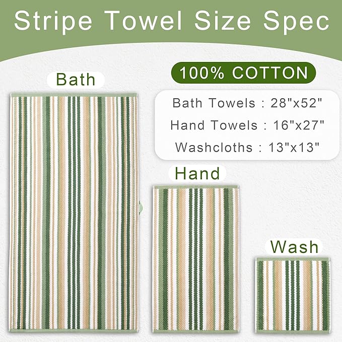 Green Striped Towels - Image 4