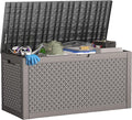 ROJIK Outdoor Storage Housing Deck Box - Waterproof Patio Furniture, Garden Tools, Cushions, Pool Accessories Storage Bench with Lockable Lid and Side Handles (Grey,125 Gal) by ROJIK