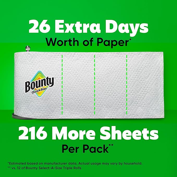 Bounty Quick-Size Paper Towels, 12 Family Triple = 40 Regular Rolls - Image 5