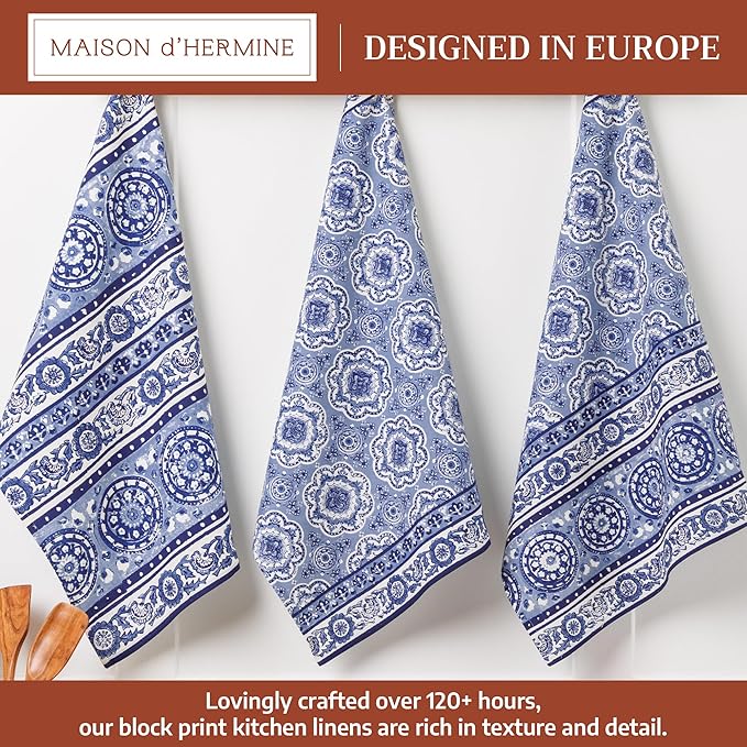Maison d' Hermine Kitchen Towels Set of 3 100% Cotton 27.50" x 20" Reusable - Image 2