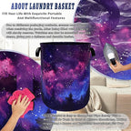 Personalize Galaxy Laundry Basket Oxford Cloth Foldable Forest Starry Sky - Image 8