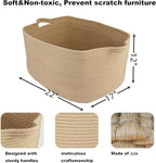 Large Rectangle Blankets Basket Living Room 22"x17"x12" Woven Jute Rope Storage - Image 2