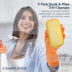 Simplified 5-Pack Scrub & Wipe 2-in-1 Dishwashing Sponges - Image 7