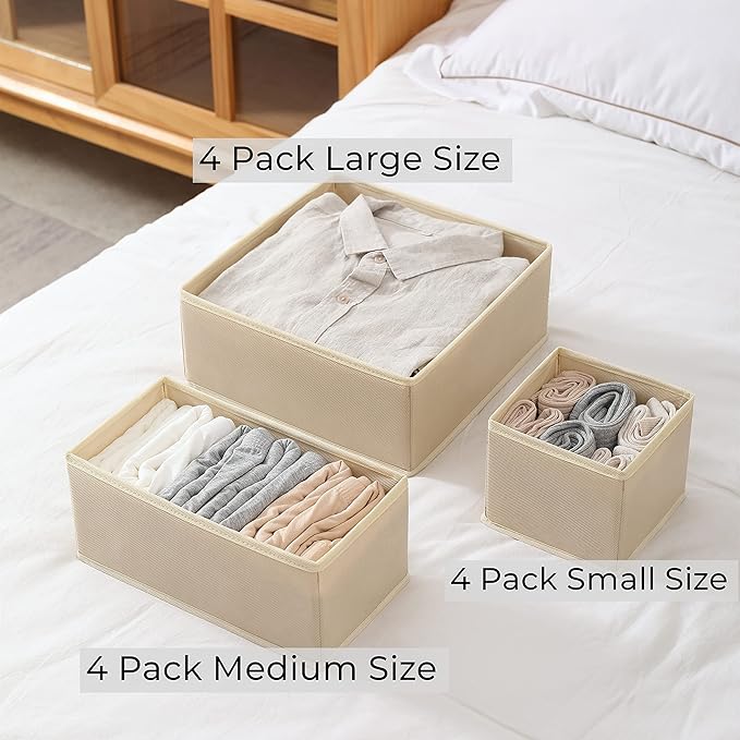 12 Pack Drawer Organizer Clothes, Foldable Fabric Dresser Organizer Closet - Image 4