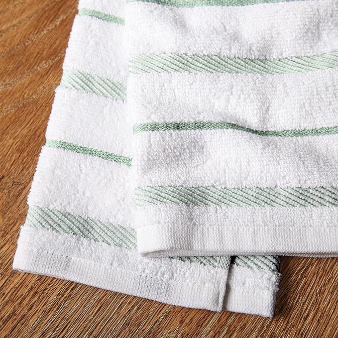 KitchenAid Albany Kitchen Towel 4-Pack Set, Pistachio/White - Image 3