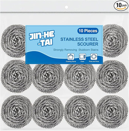 10 Pack Stainless Steel Scrubber, Steel Wool Srubber by JIN-HE-TAI